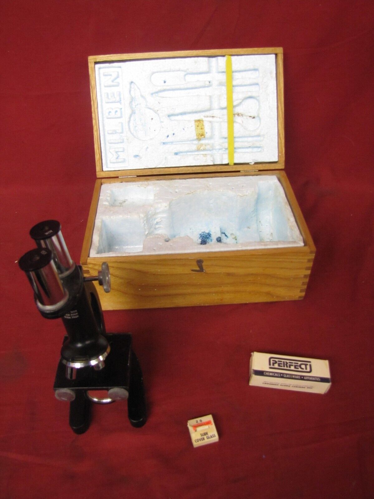 Vintage Microscope With Original Box and Accessories