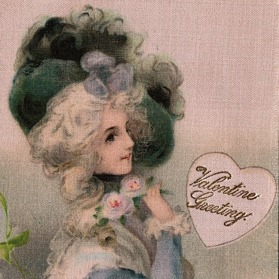 c1915 Silk Front Pretty Lady Fashion Hat Valentine Greeting Postcard Winsch Back