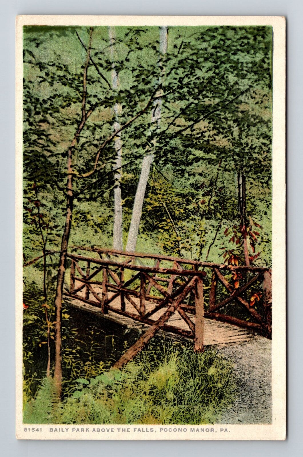 Pocono Manor PA-Pennsylvania, Bailey Park Above Falls, Vintage Postcard