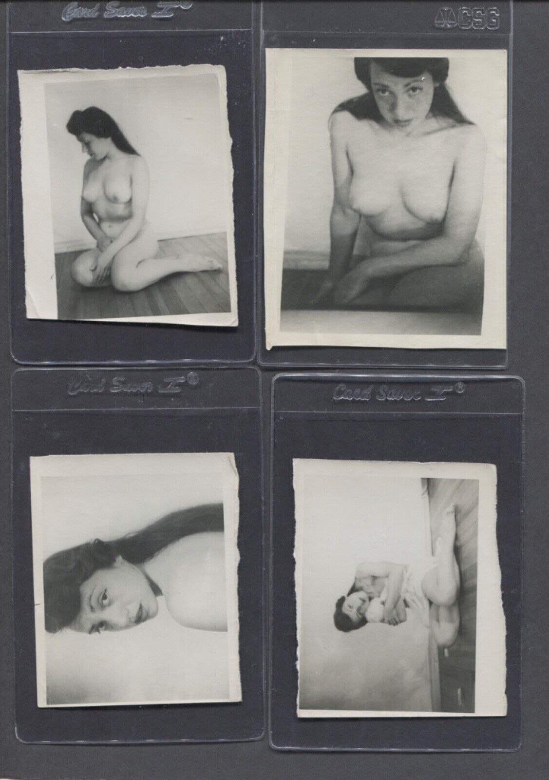 4 Vintage Original 1950\'s Risque Cheesecake Nude Breast Brunette Pinup Photo Lot