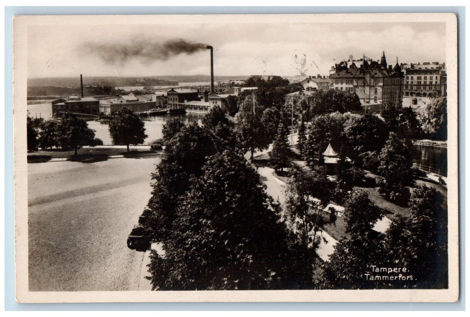 Tampere Tammerfors Finland Postcard Factory Road Building 1928 RPPC Photo