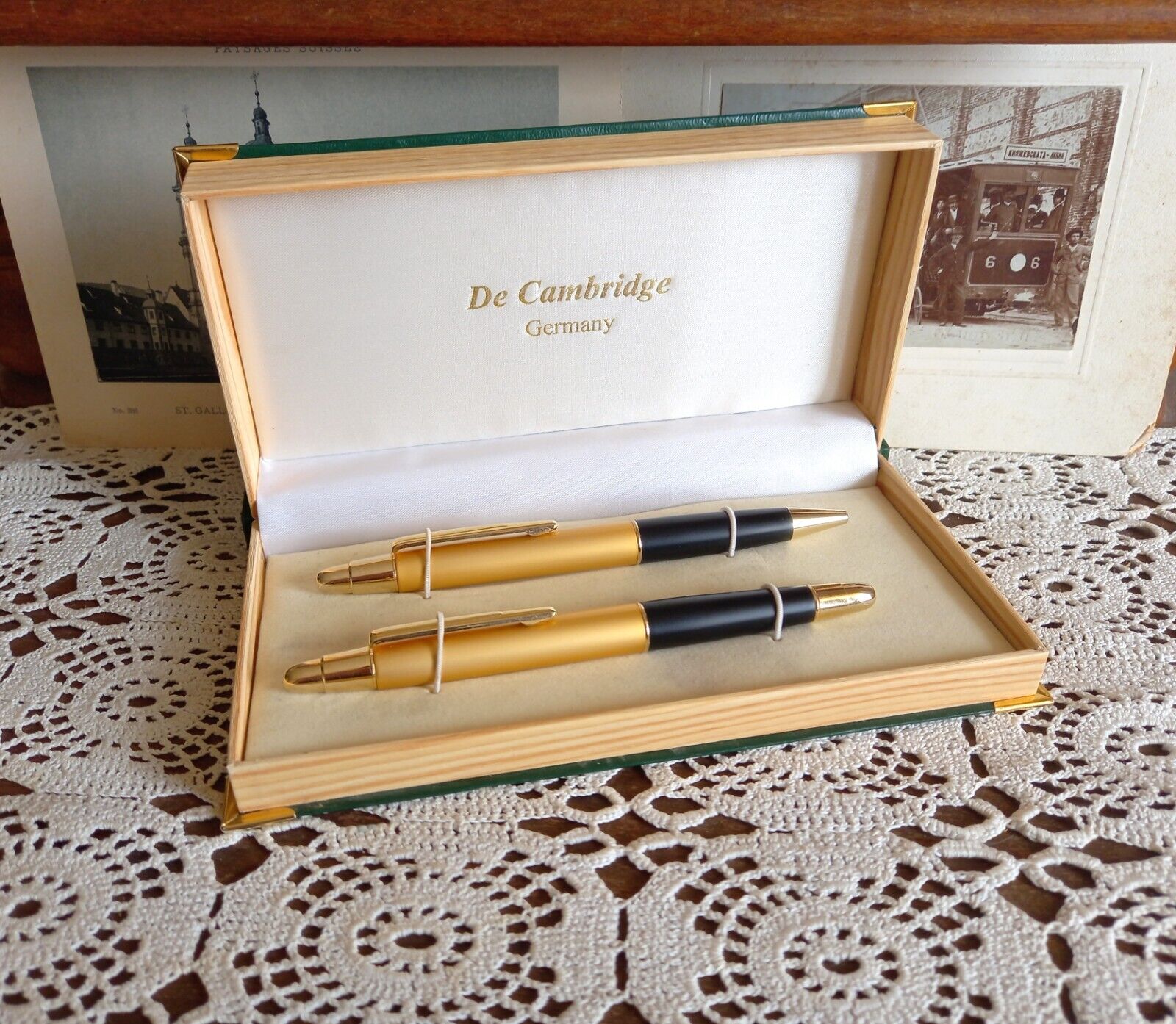 Vintage Set pen, De Cambridge, Iridium point, ballpoint, fountain pen, Germany