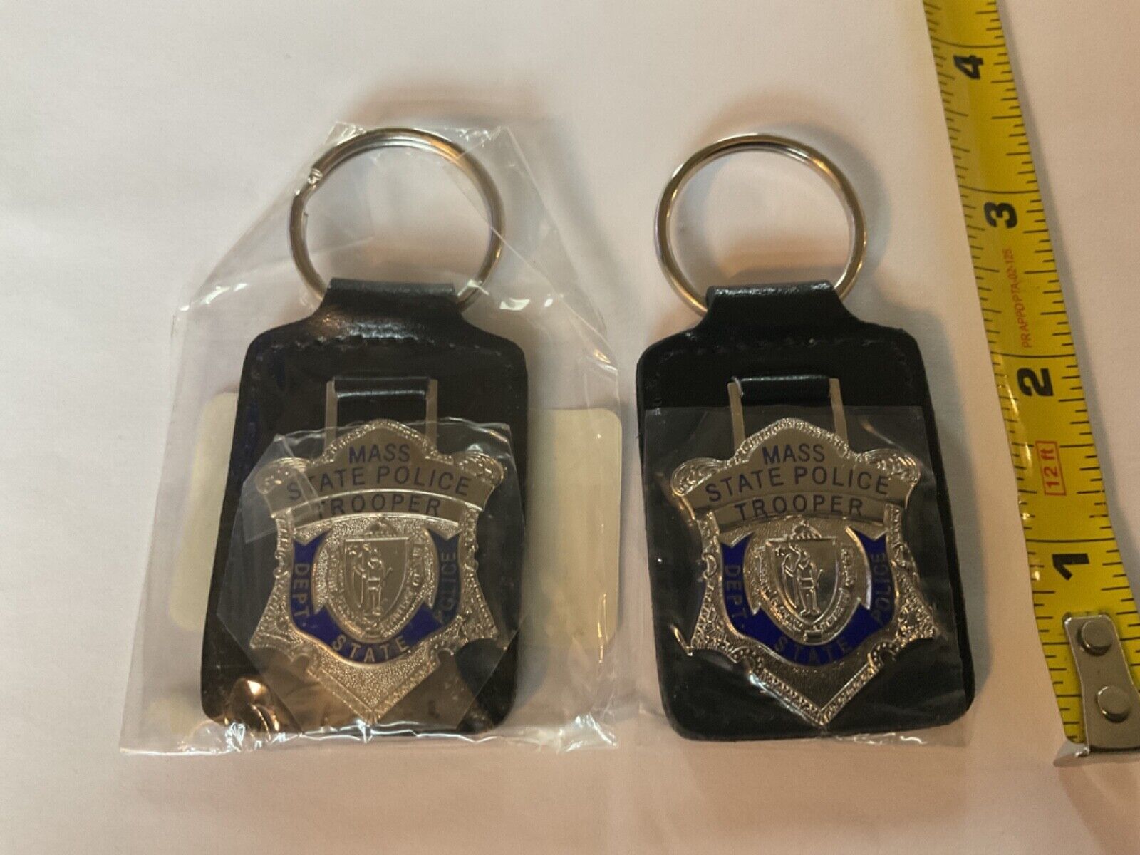 Massachusetts State Police Metal badge collectable key chain.