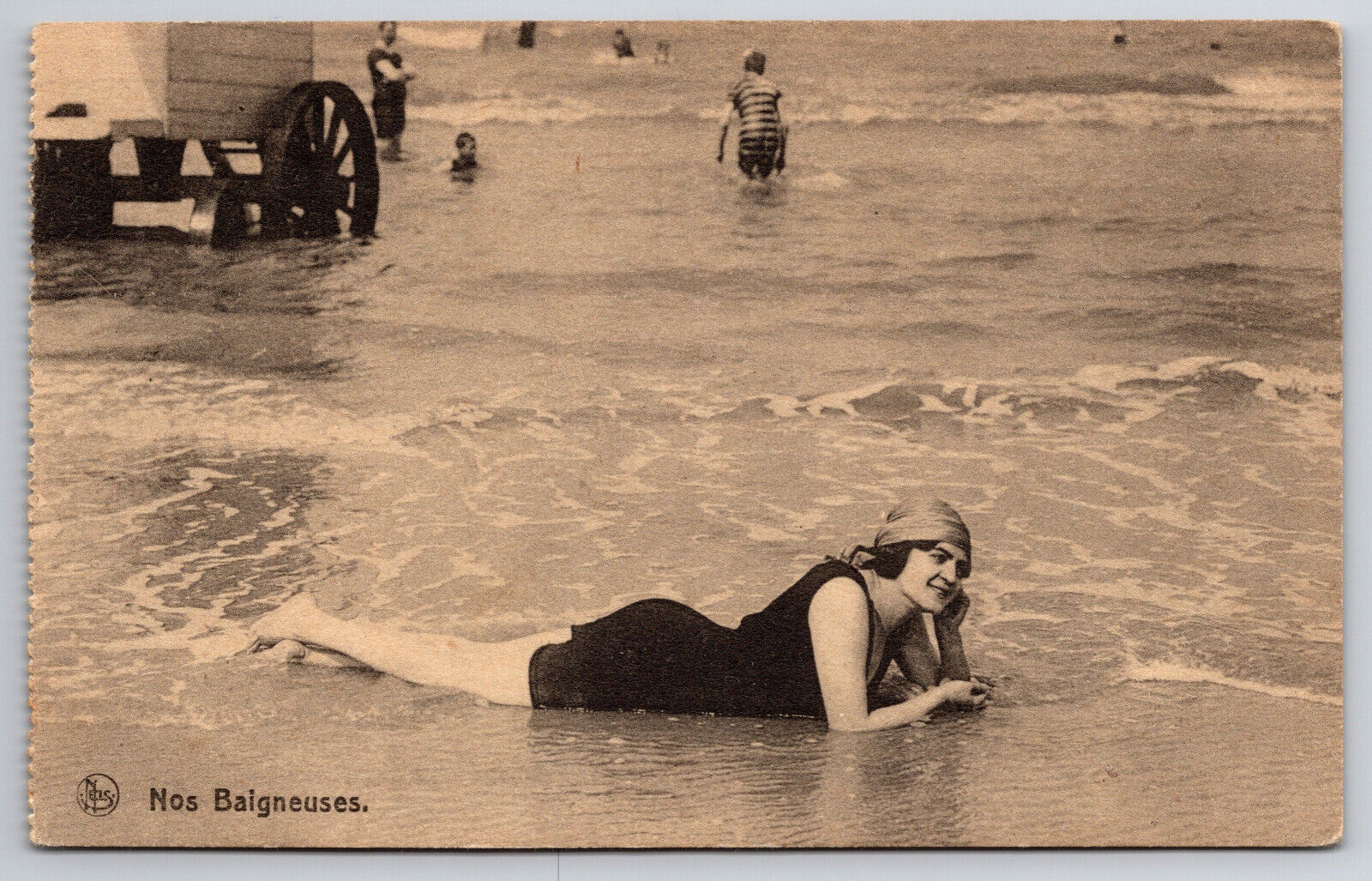 Antique C1910 Postcard Enjoying The Beach RPPC A044