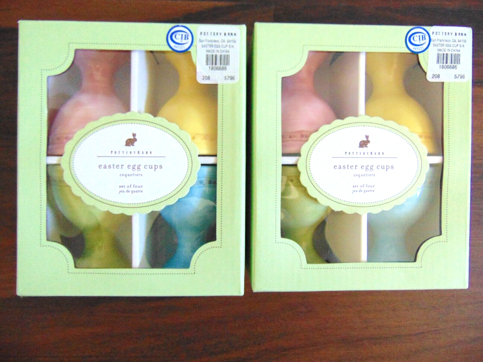POTTERY BARN EASTER EGG CUP SET OF 2 BOXES NEW