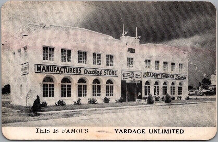 St. Petersburg, Florida Advertising Postcard YARDAGE UNLIMITED Fabric Store