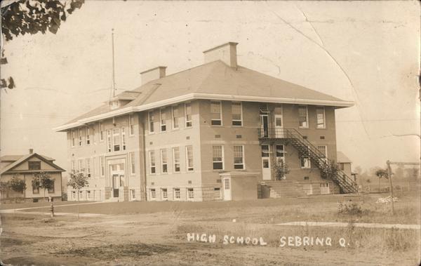1915 RPPC Sebring,OH High School Mahoning County Ohio Real Photo Post Card