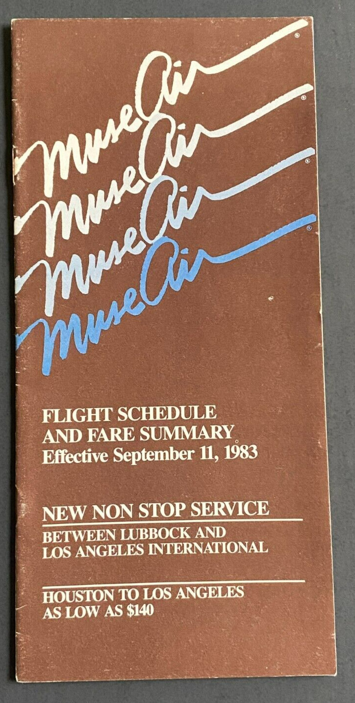 Muse Air Timetable Effective September 11, 1983
