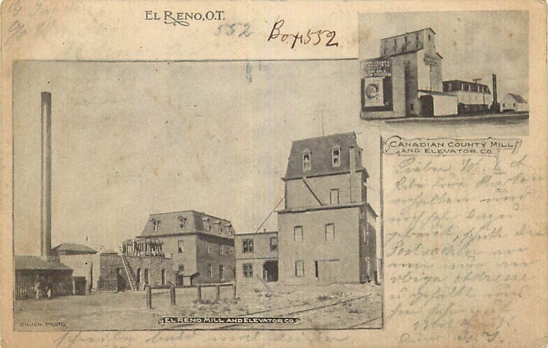 Postcard Canadian County Mill, El Reno Mill, El Reno, Oklahoma Territory 1905