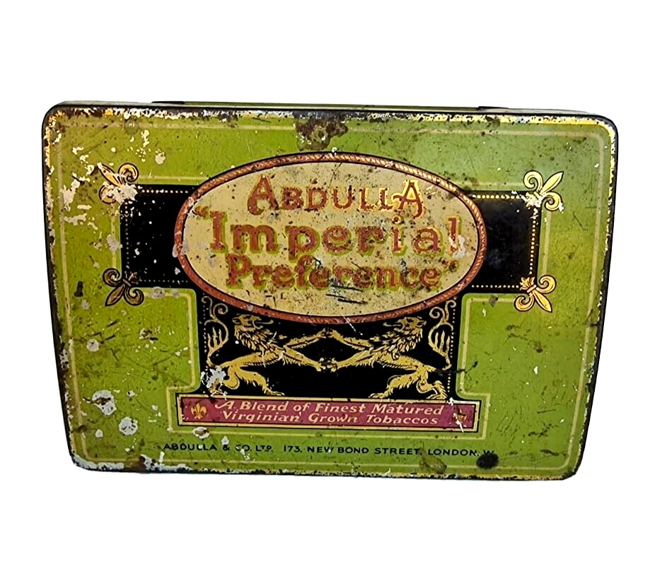 Vintage Old Antique Rare Iron Abdulla Imperial Cigarettes Litho Tin Box , London