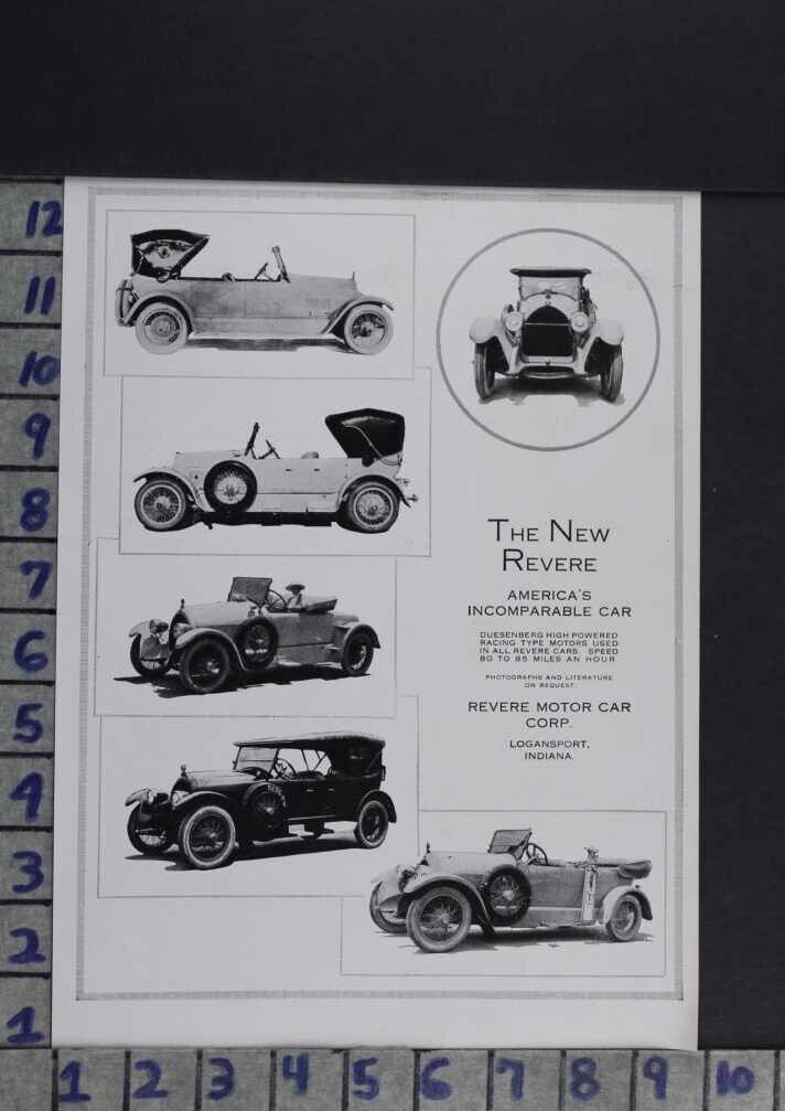 1920 REVERE MOTOR LOGANSPORT DUESENBERG RACING SPORT GOLF TRAVEL AUTO CAR ADDU94