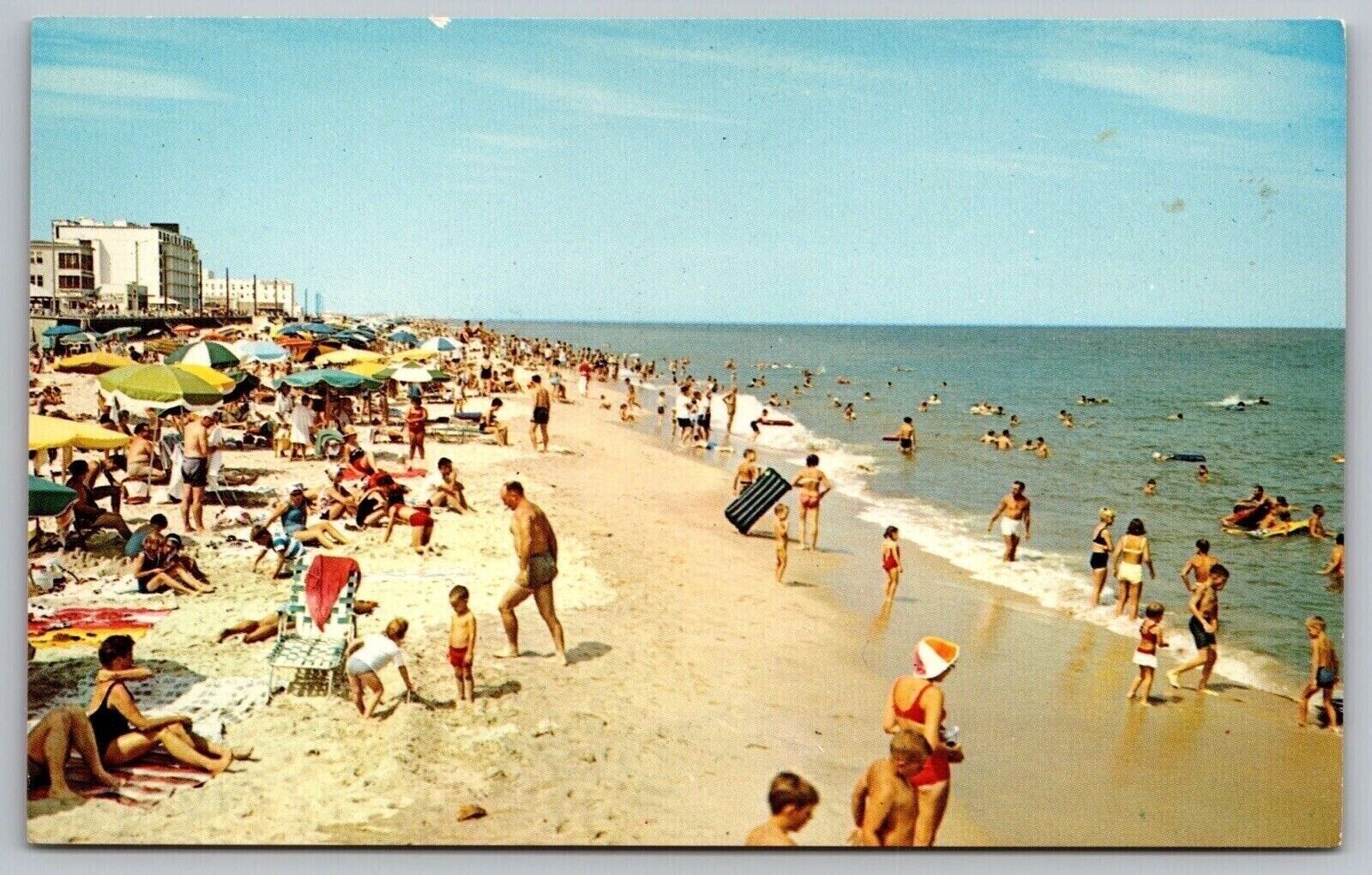 Rehoboth Beach Delaware Scenic Oceanfront Sun Bathing Chrome UNP Postcard
