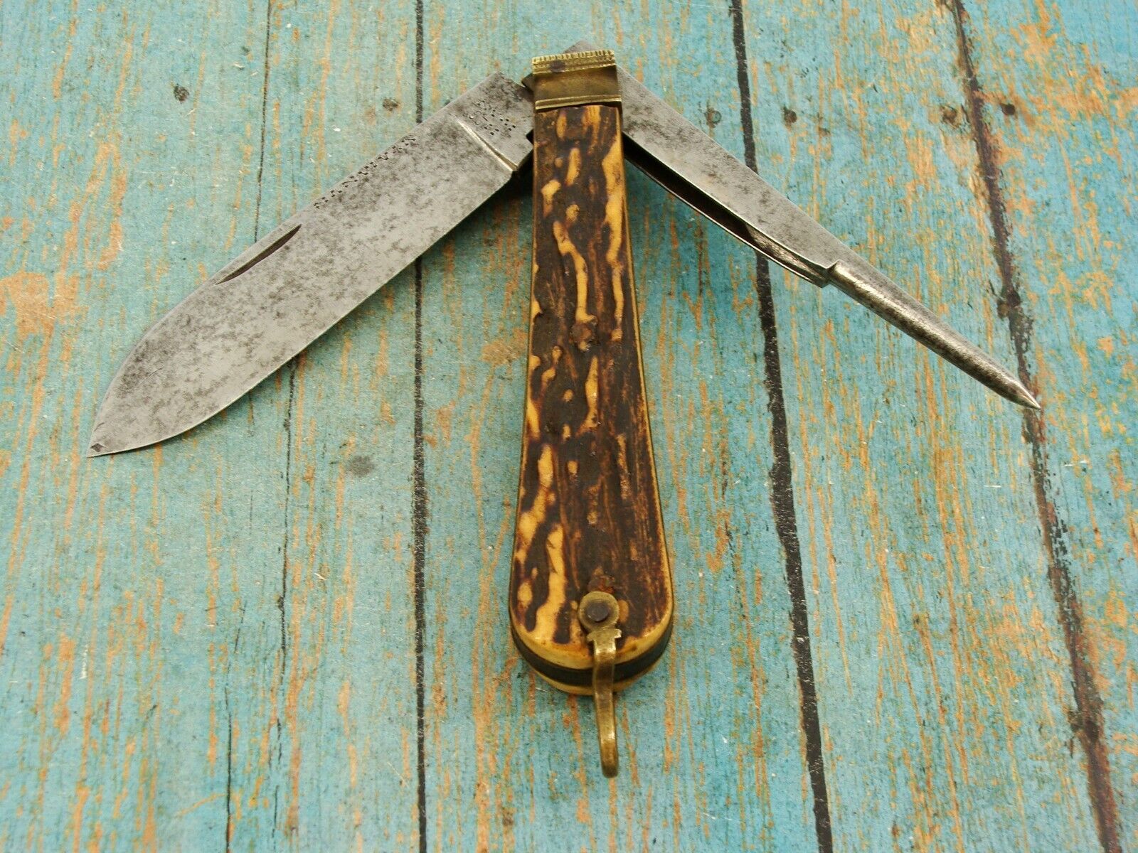RARE ANTIQUE NANVIVAN #6 IVAN STAG PIVOT COIR WEAVERS SAILOR POCKET KNIFE KNIVES