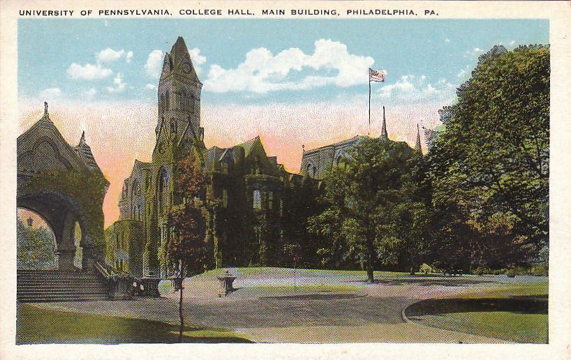 Postcard University Pennsylvania College Hall Main Bldg