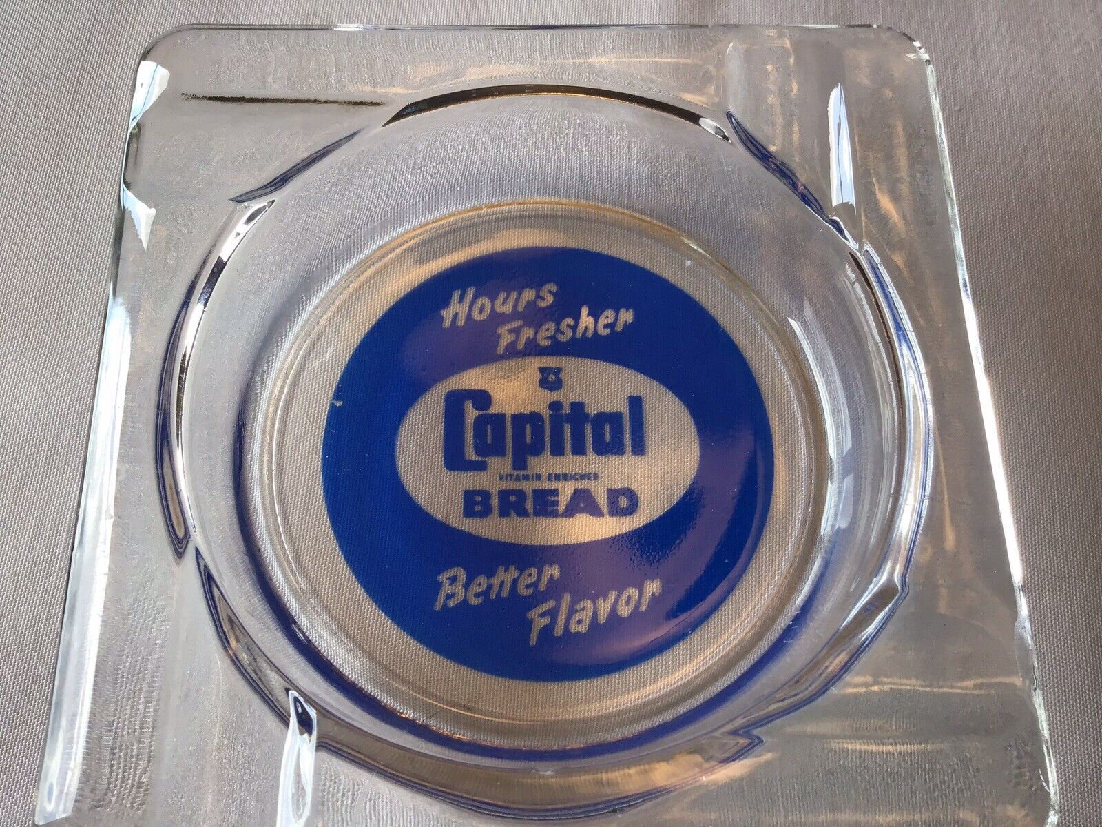Capital Bread Glass Ashtray Advertising Vintage