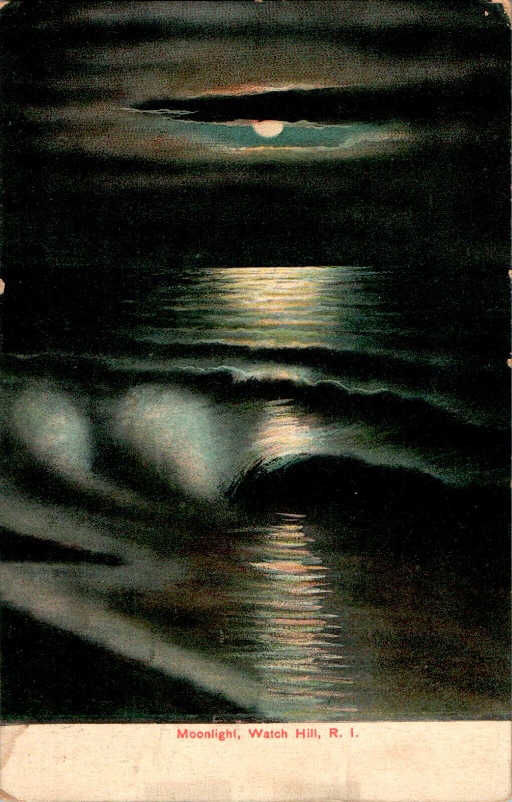 Moonlight, Watch Hill, Rhode Island RI 1907 Postcard