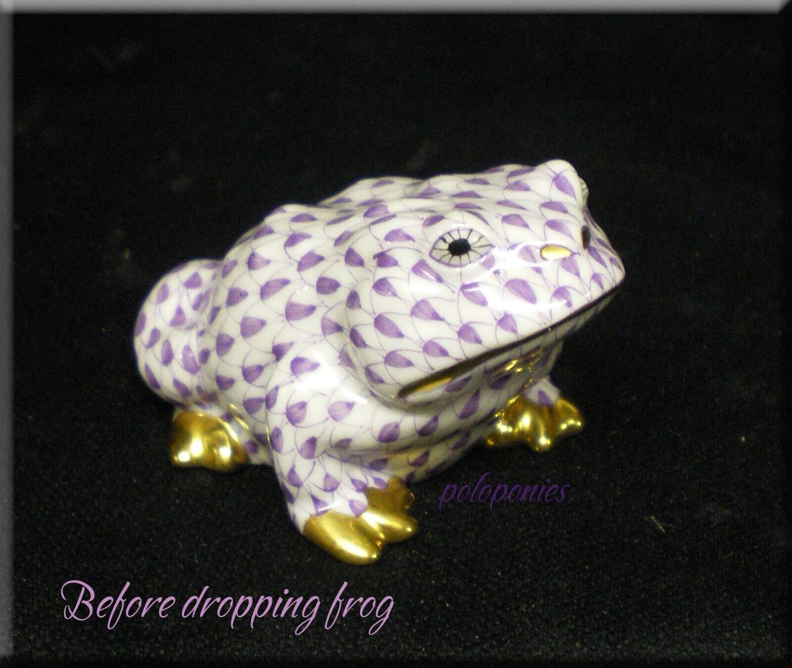 HEREND Frog 15321 - Lavender Fishent - Meadow Collection - BEFORE and AFTER