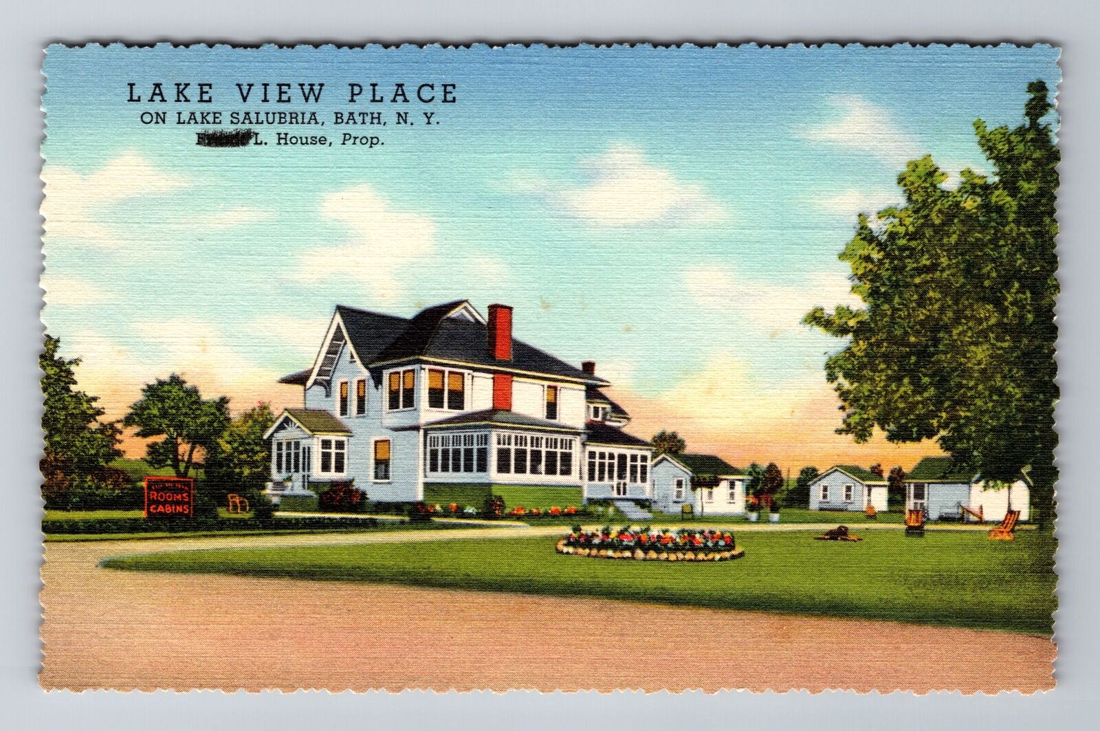 Bath NY-New York, Lake View Place, Antique, Vintage Souvenir Postcard