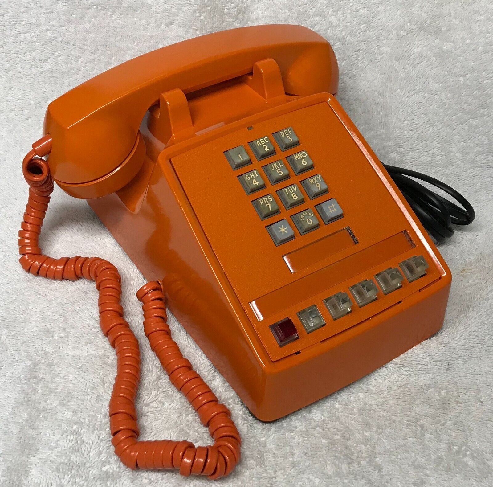Vintage 1970s ITT Model 2564 Multi-Line ORANGE Push Button Dial Desk Telephone