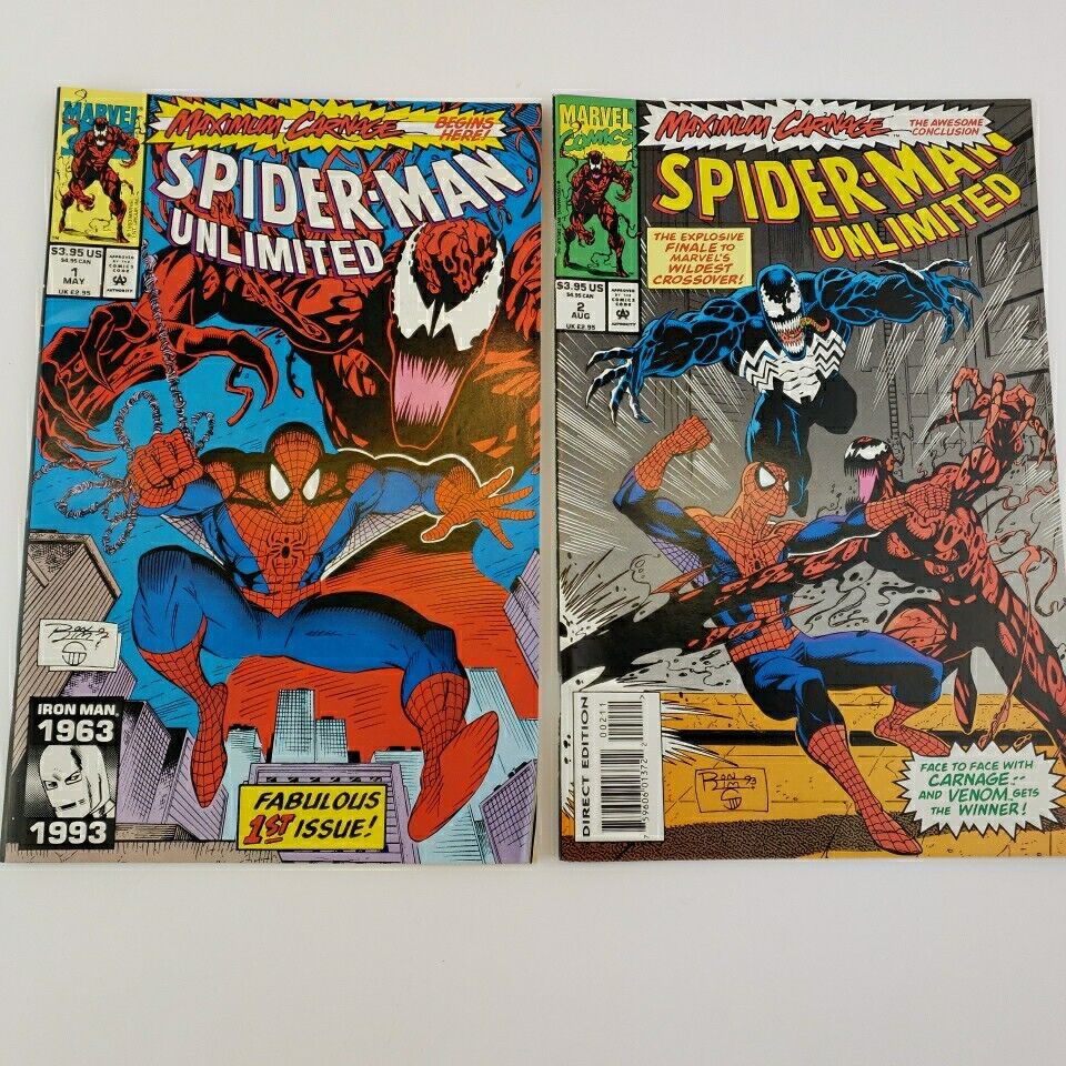 Spider-Man Unlimited Comic Book #1, 2 Lot of 2 Maximum Carnage Marvel 1993