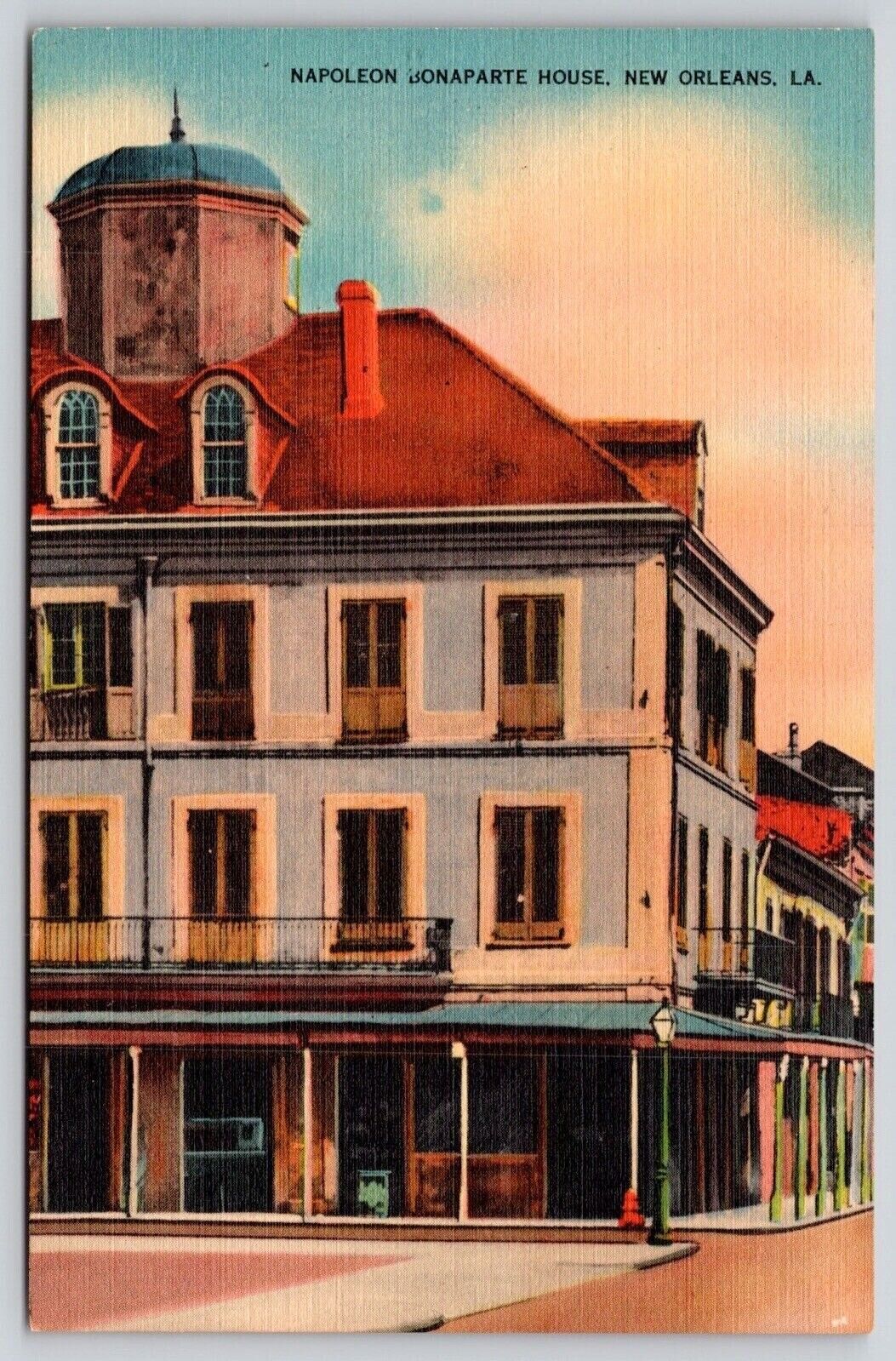 Napoleon Bonaparte House New Orleans Louisiana Street View Linen VNG Postcard
