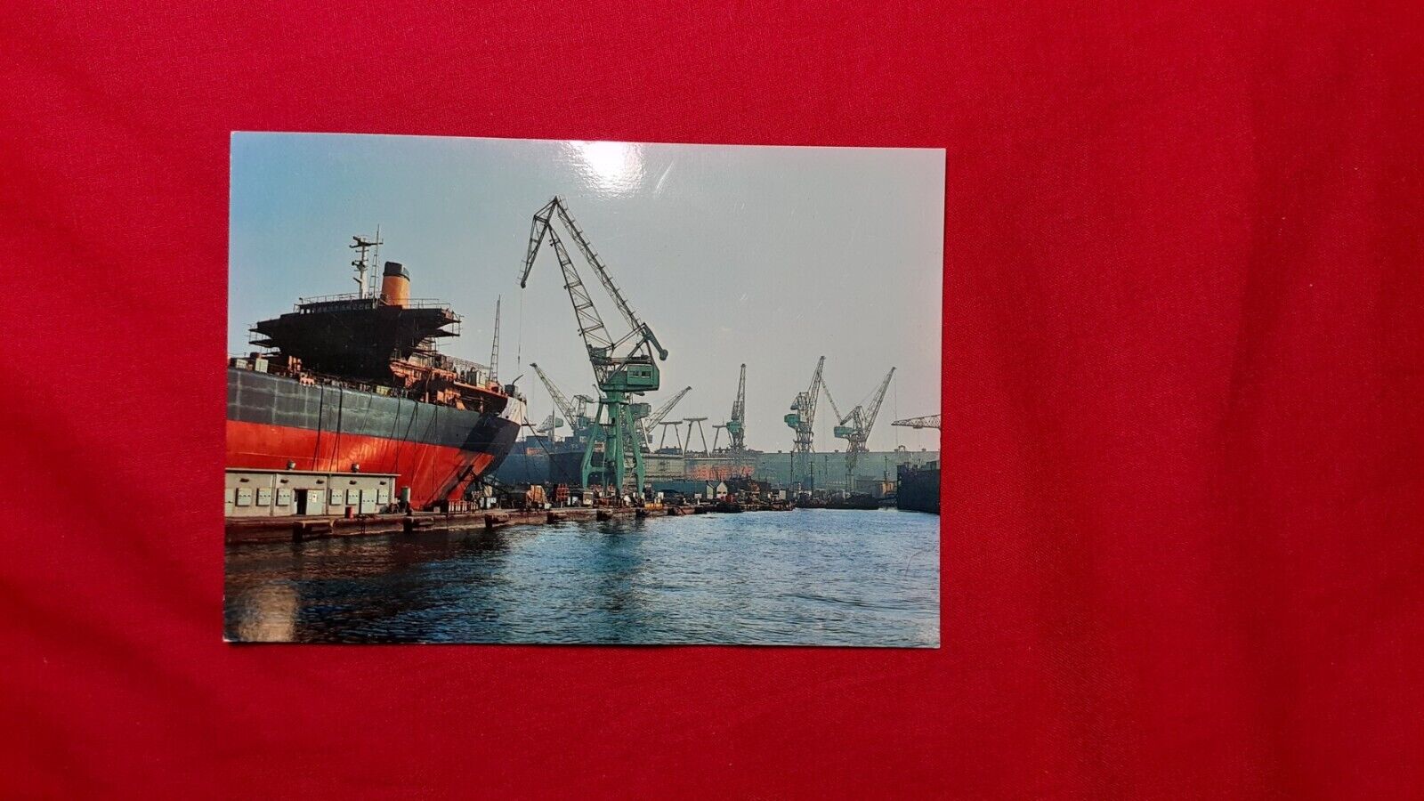 SALE Postcard Japan Kobe Ship Building Yard View Crane Dock Photo 1960\'s