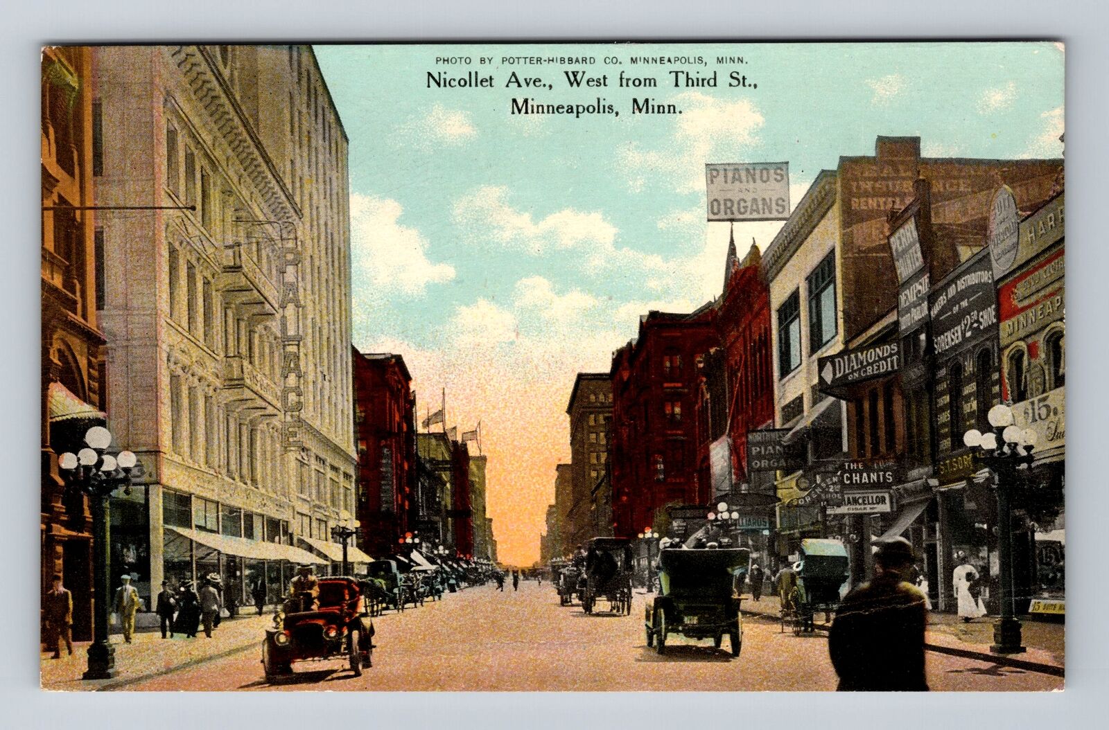 Minneapolis MN-Minnesota, Nicollet Ave West From Third St Vintage Postcard