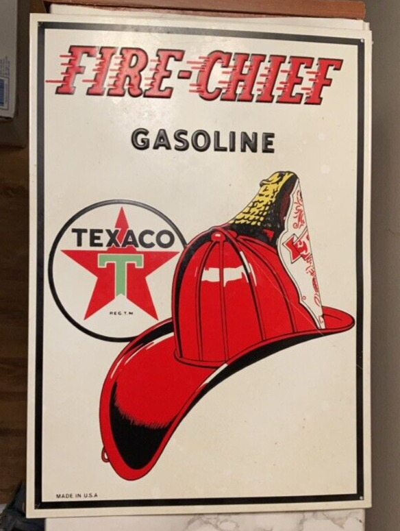 Vintage Antique 1951 Texaco Fire Chief Gasoline Porcelain Pump Sign USA
