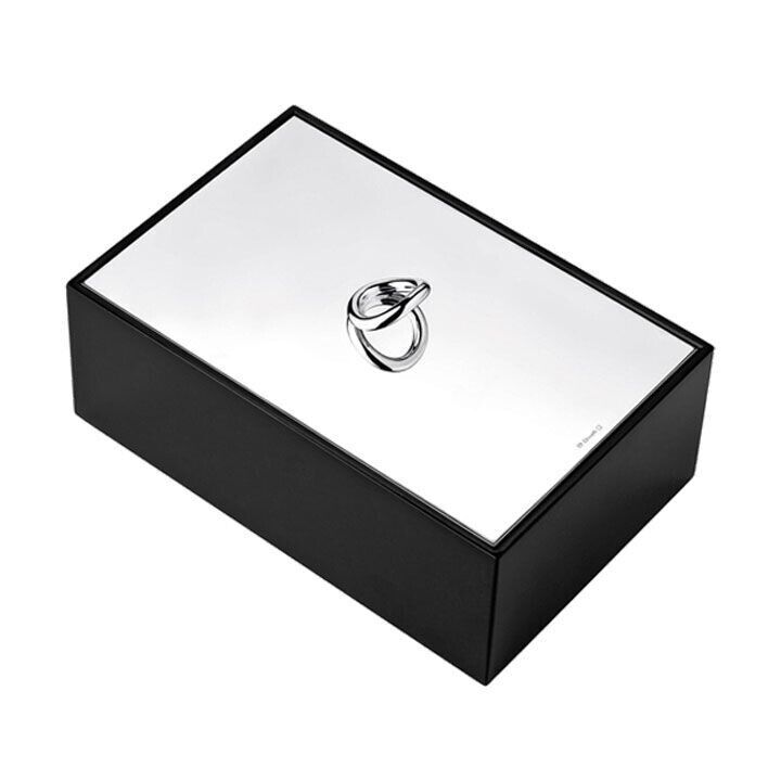Christofle Vertigo Black Lacquer Box With Silverplated Lid