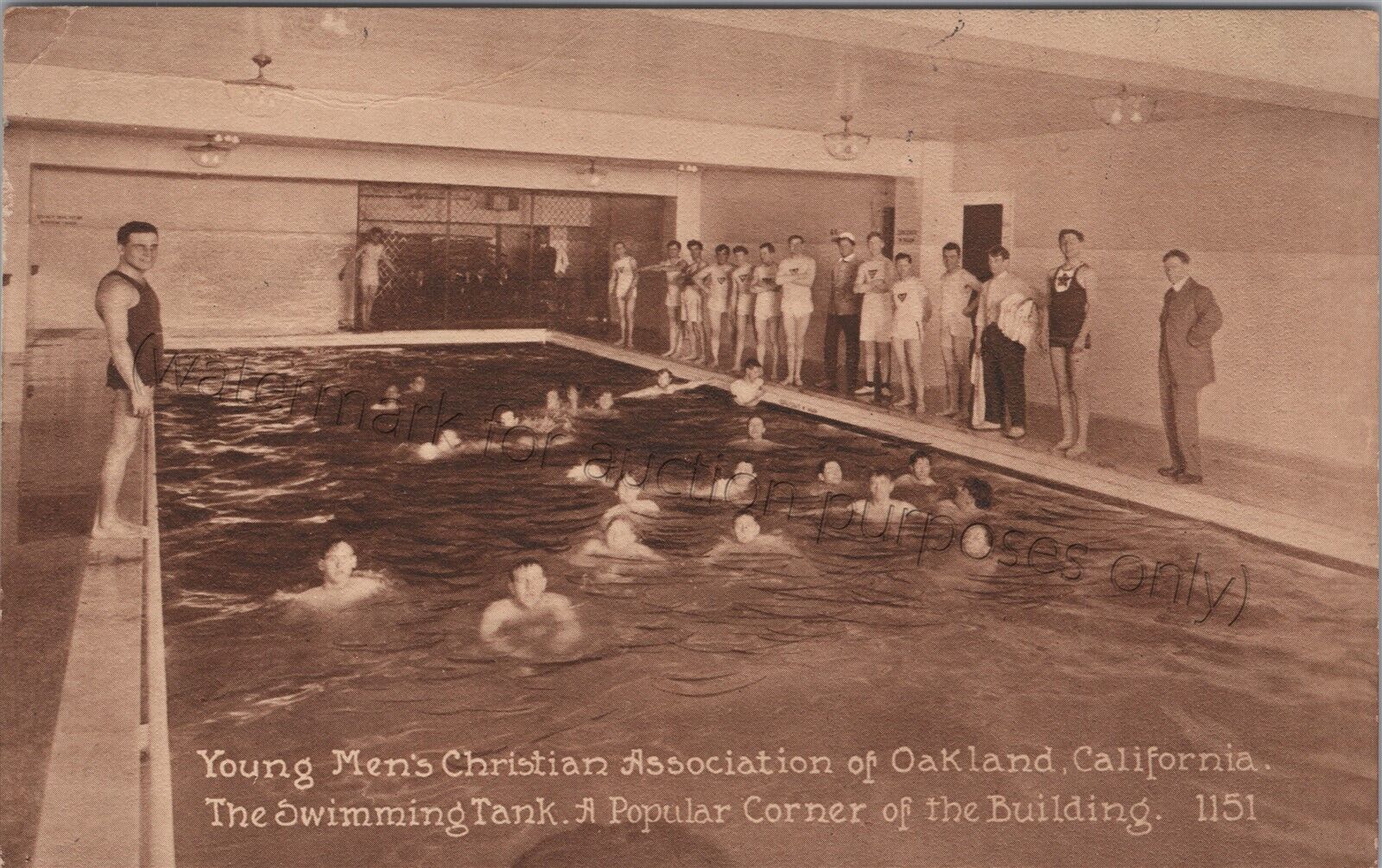 Oakland, CA: 1911 YMCA Swimming Pool - Vintage California Postcard