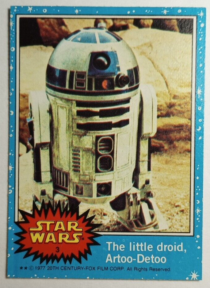 1977 STAR WARS Blue 1st Series Card #3 R2D2 The Little Droid, Artoo-Detoo