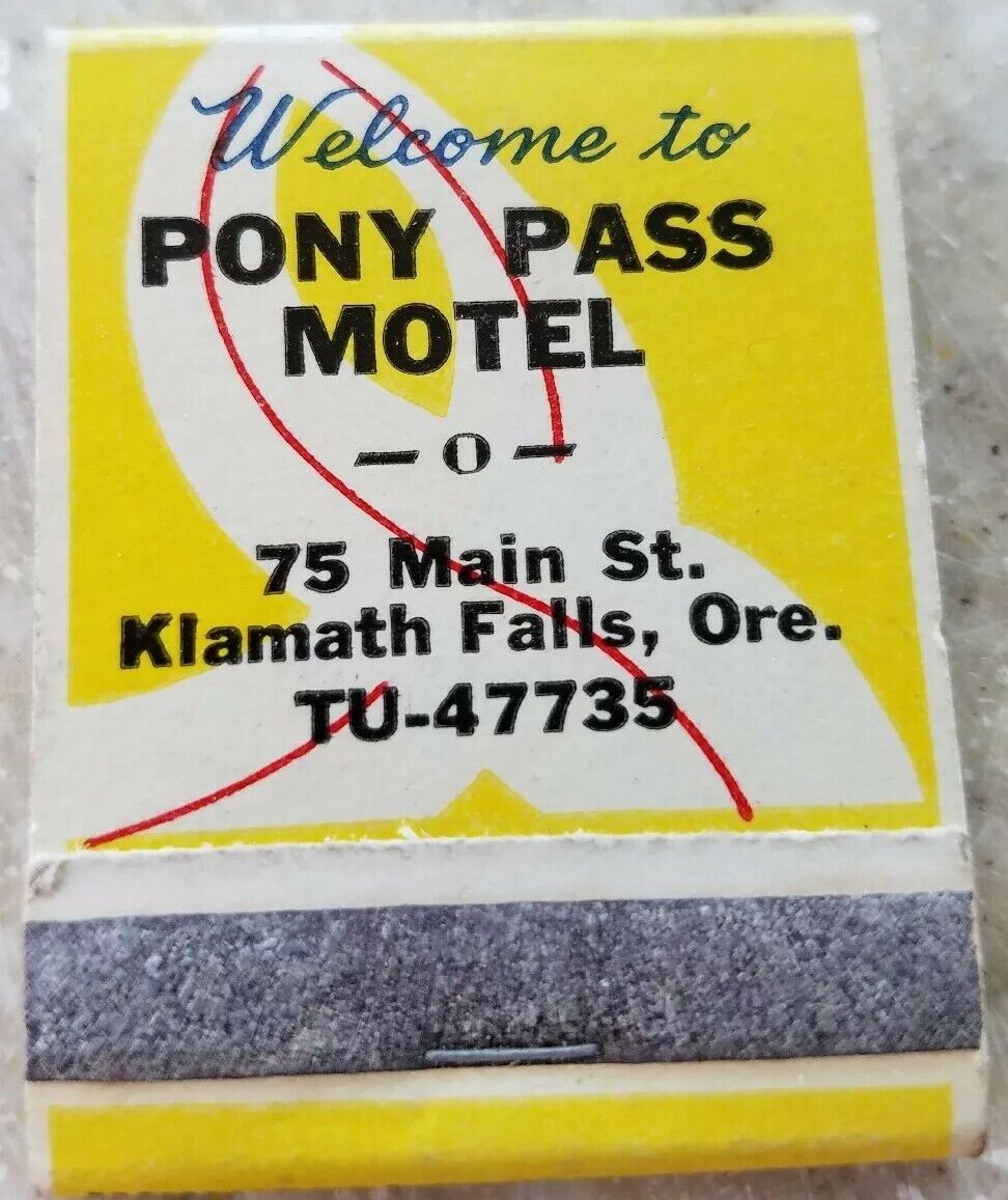 Pony pass Motel Klamath Falls Oregon vintage matchbook full unstruck lion match