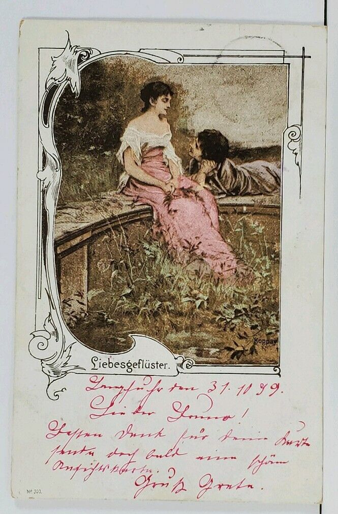 1899 German Romance Leibesgeflust, Live Talk Langfuhr to Berlin Postcard K19