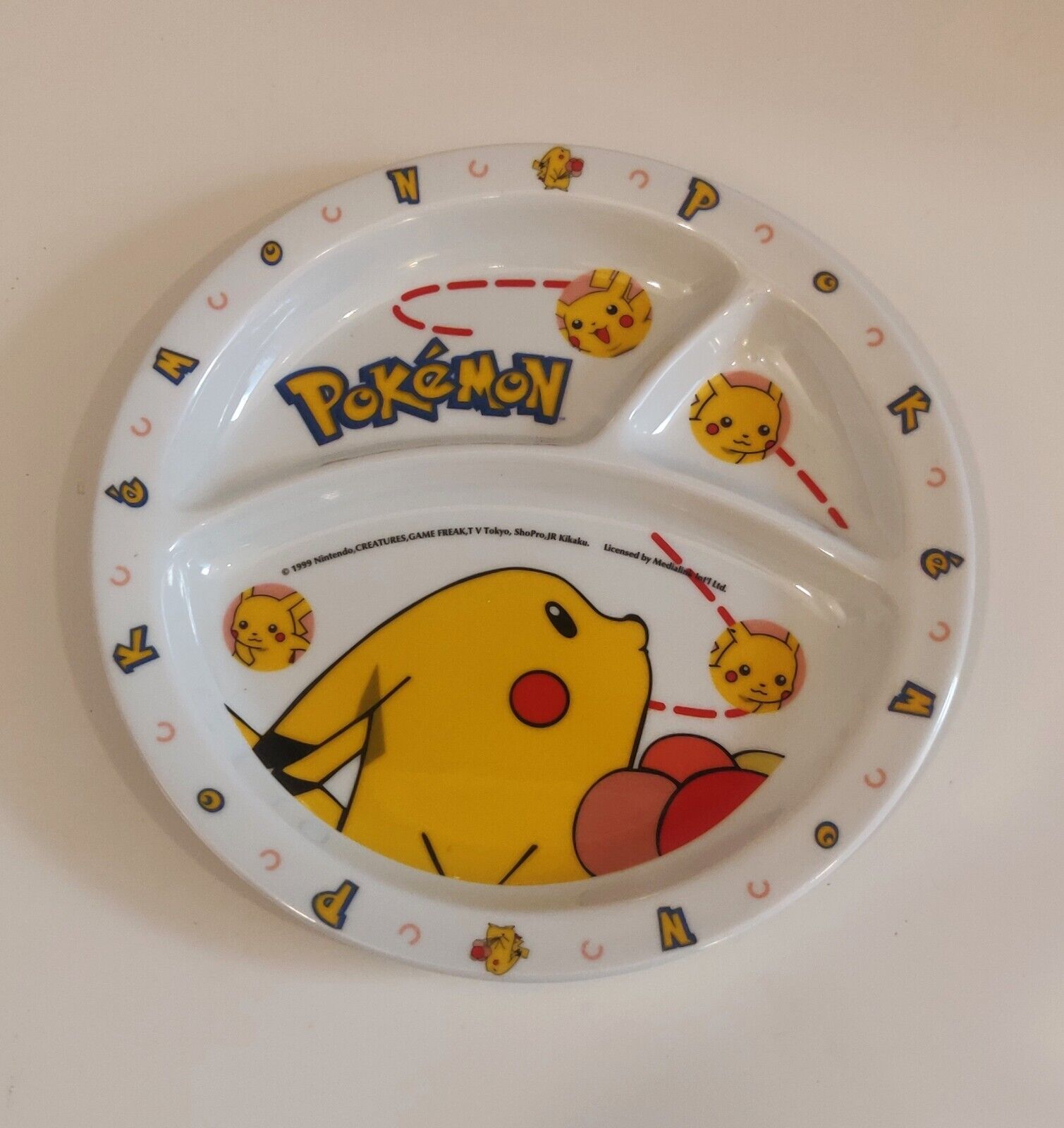 1999 Nintendo Original Pokemon Melamine Plate with Dividers 21cm