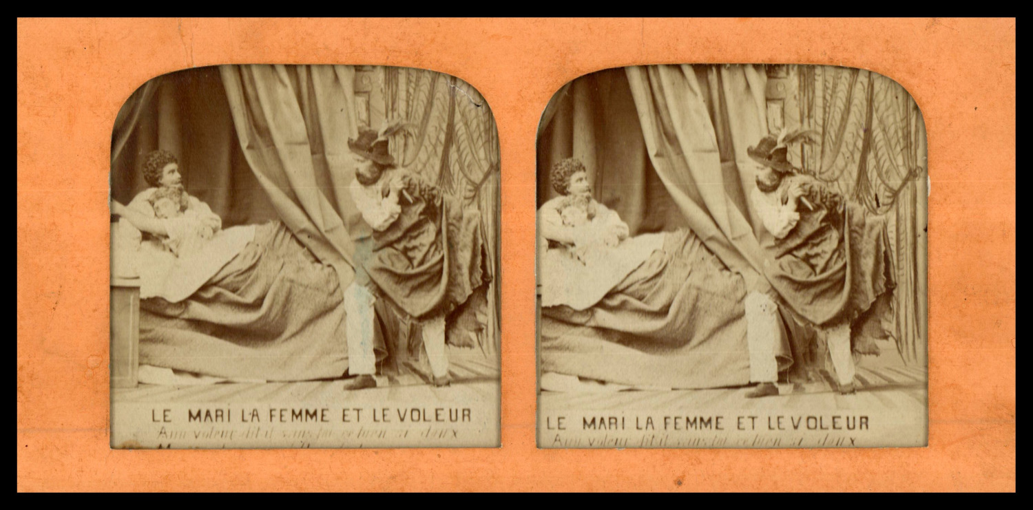 Fables of La Fontaine, The Husband, the Woman, and the Thief, ca.1870, day/night stereo