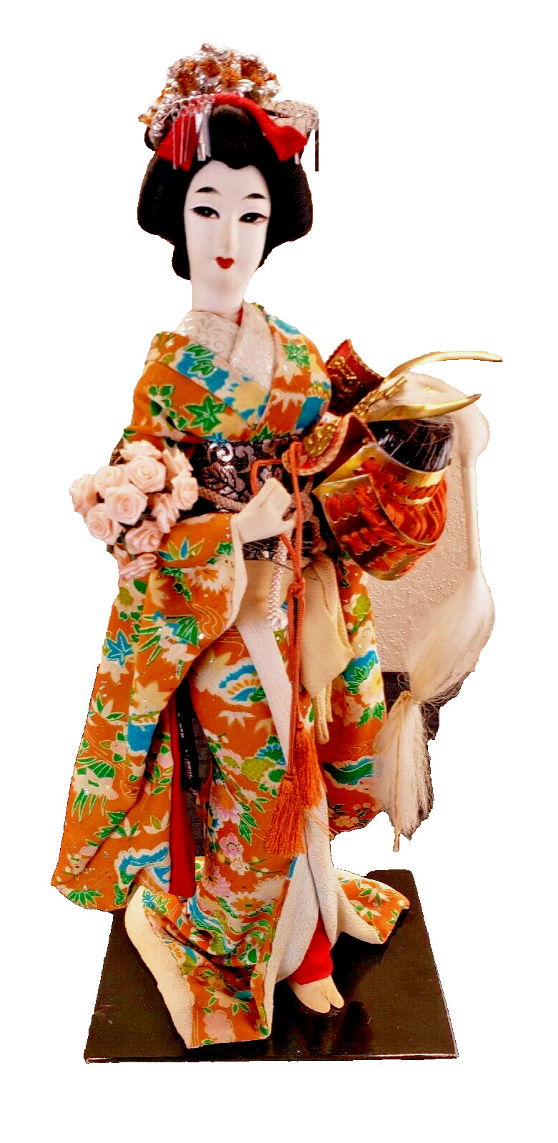 Vintage Japanese Geisha Wearing Traditional Kimono Japan Folk Craft