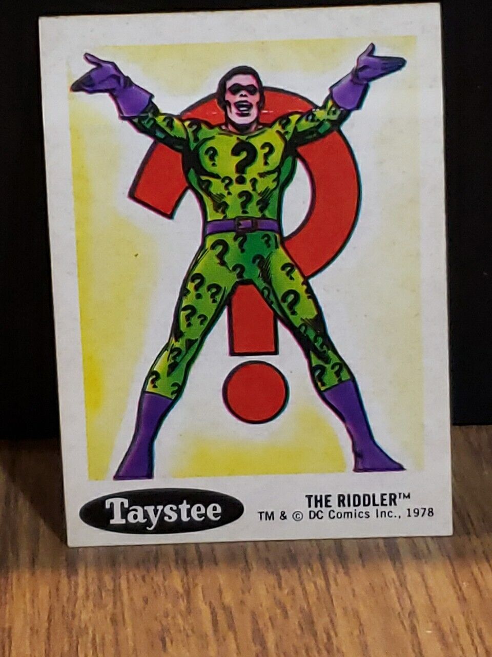 1978 DC SUPER HEROES STICKERS TAYSTEE #14 THE RIDDLER Excellent 