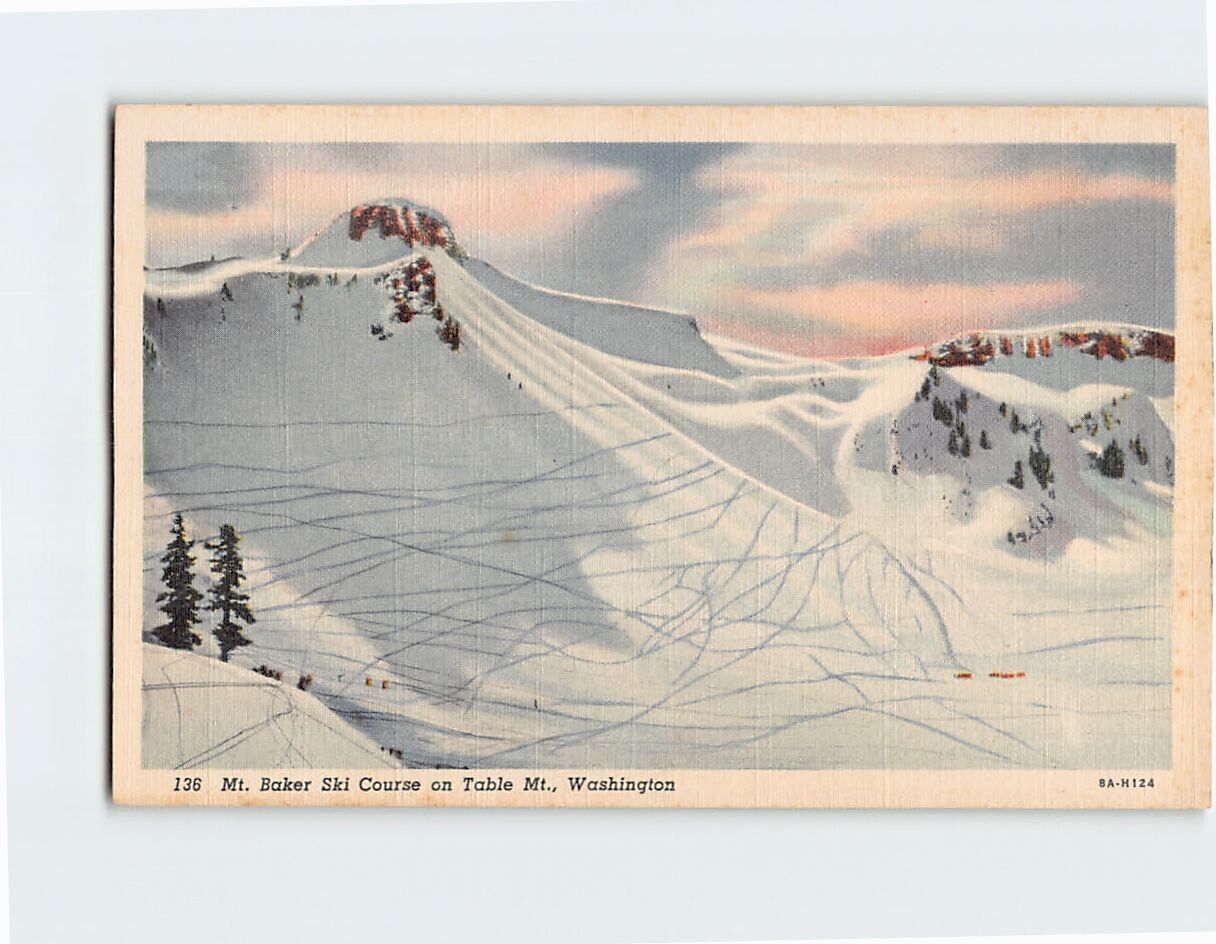 Postcard Mt. Baker Ski Course on Table Mt. Washington USA