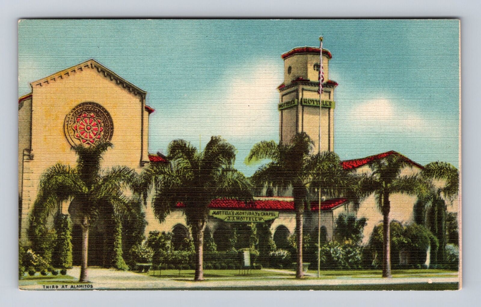 Long Beach CA-California, Mottell\'s Mortuary & Chapel, Vintage Postcard