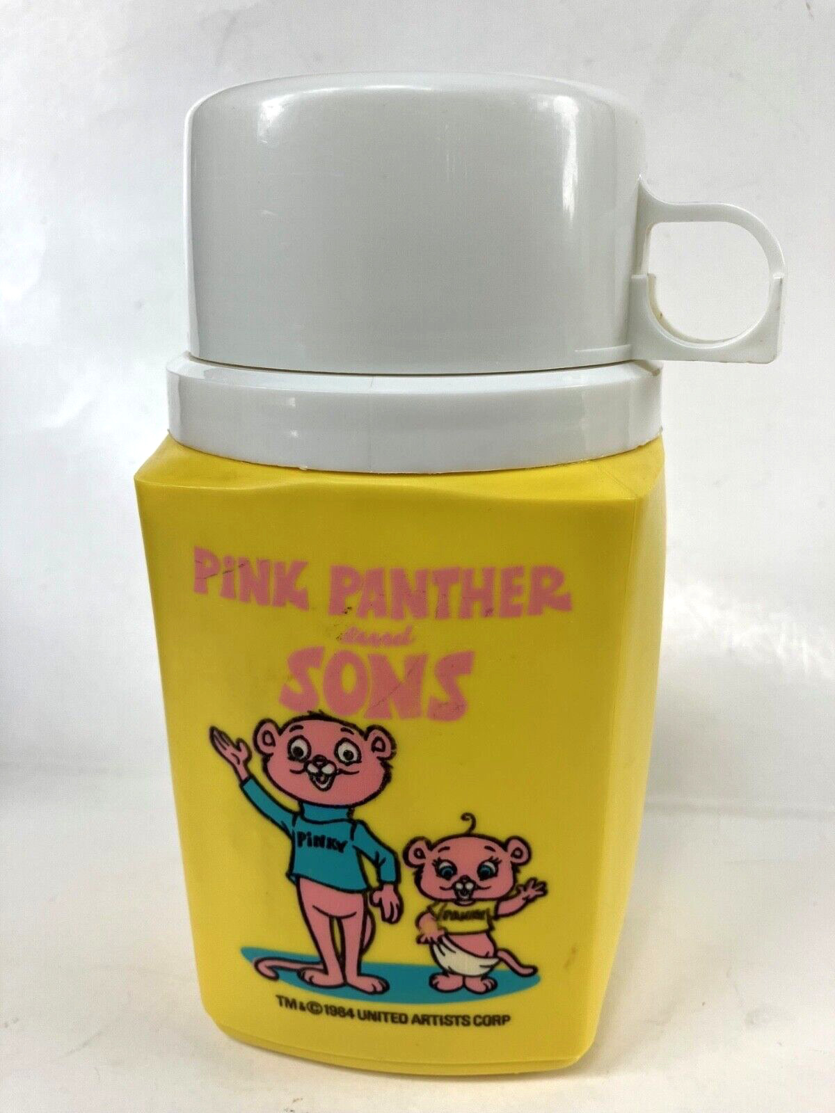 Vintage 1984 PINK PANTHER and Sons Thermos --  Original & Complete