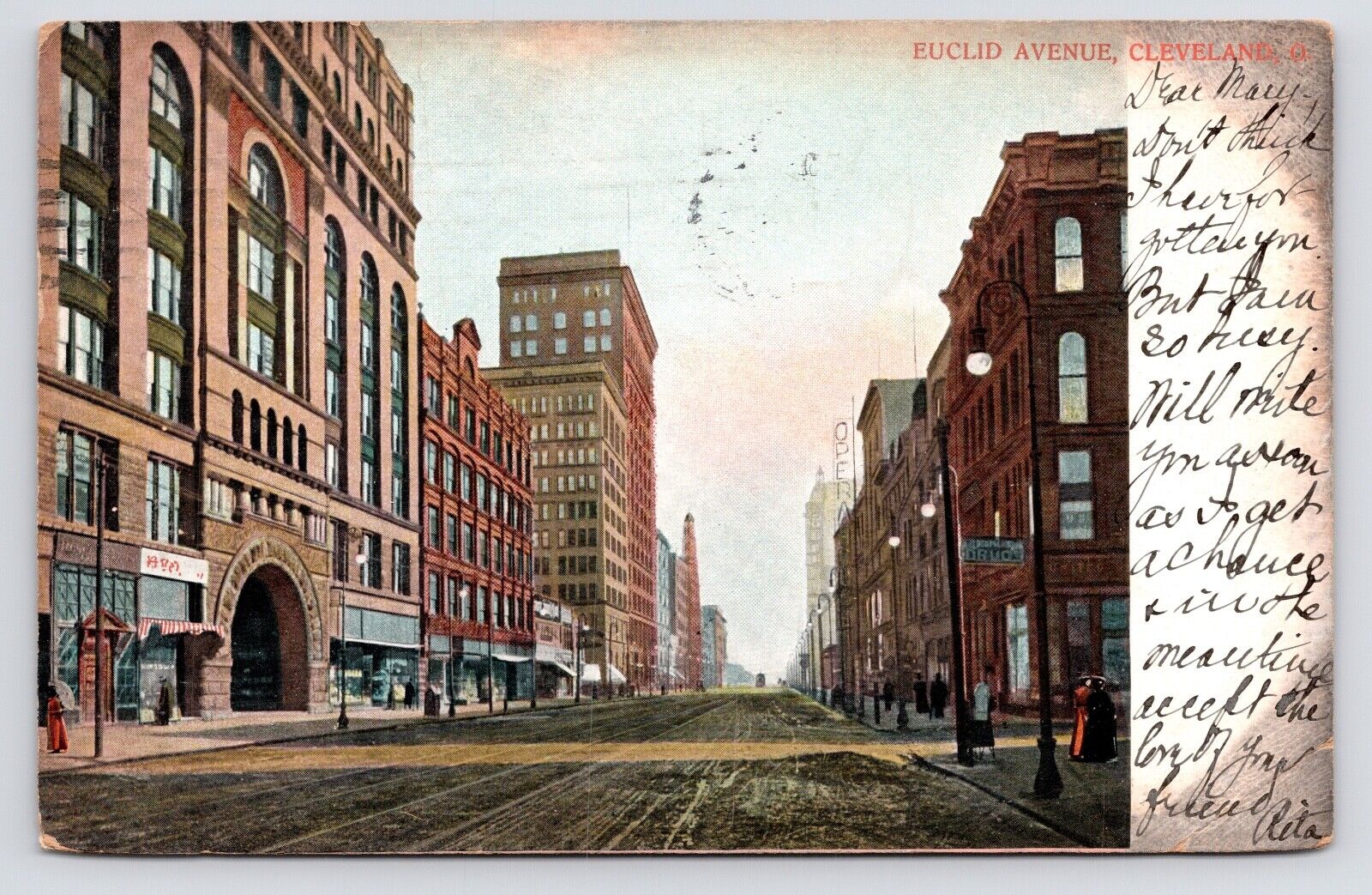 c1901 Euclid Avenue Downtown Opera House Antique Cleveland Ohio OH Postcard