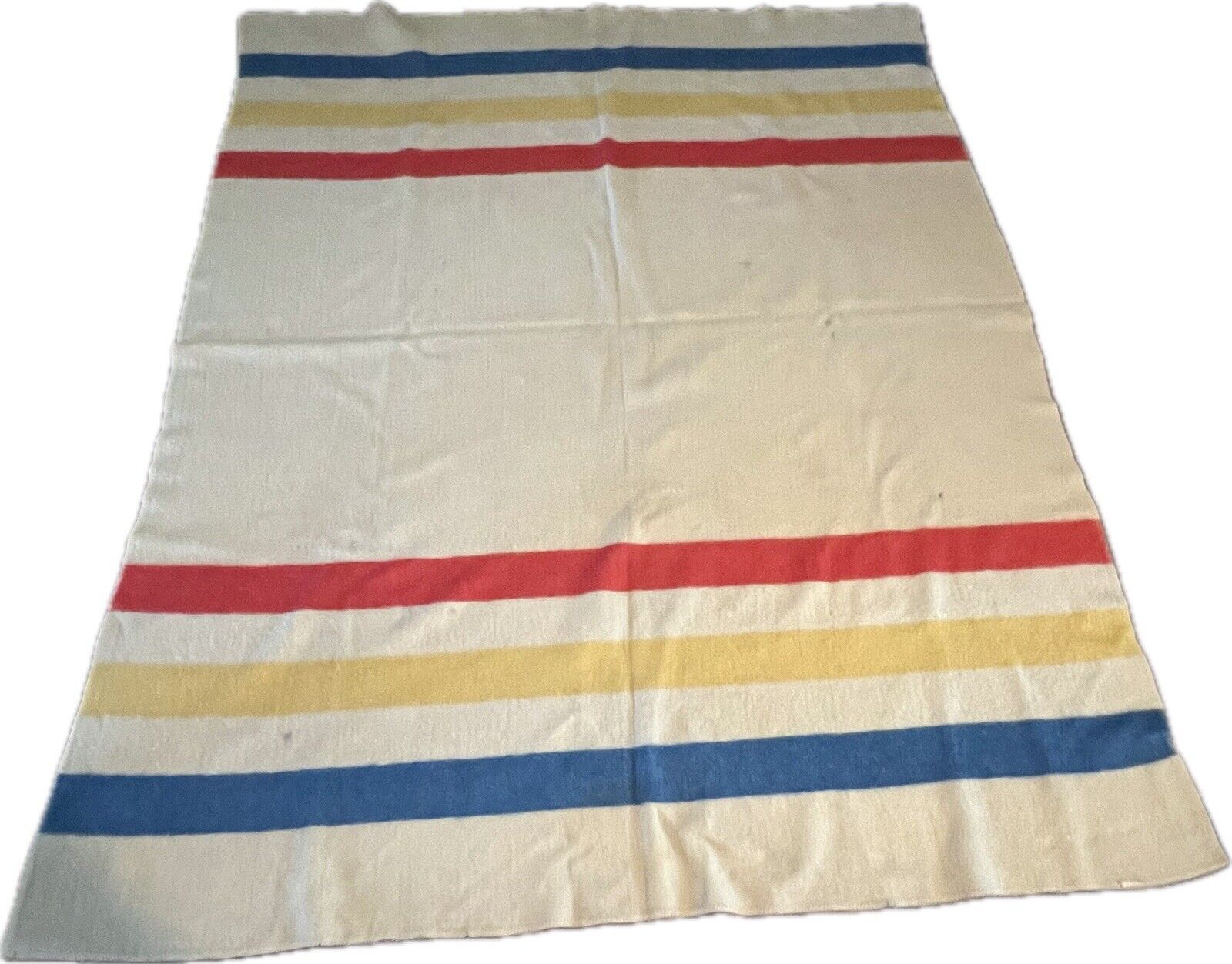 Vintage 1950s Orrlaskan Striped Wool Blanket