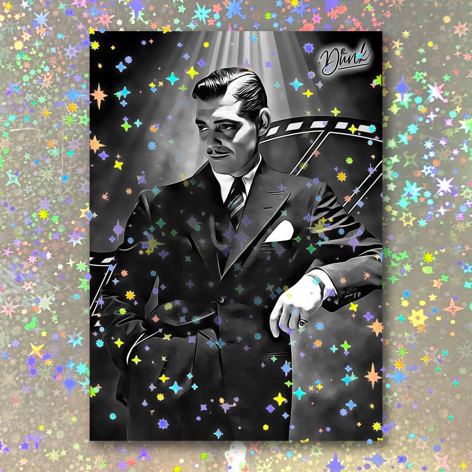 Clark Gable Holographic Silver Screen Sketch Card Limited 1/5 Dr. Dunk Signed