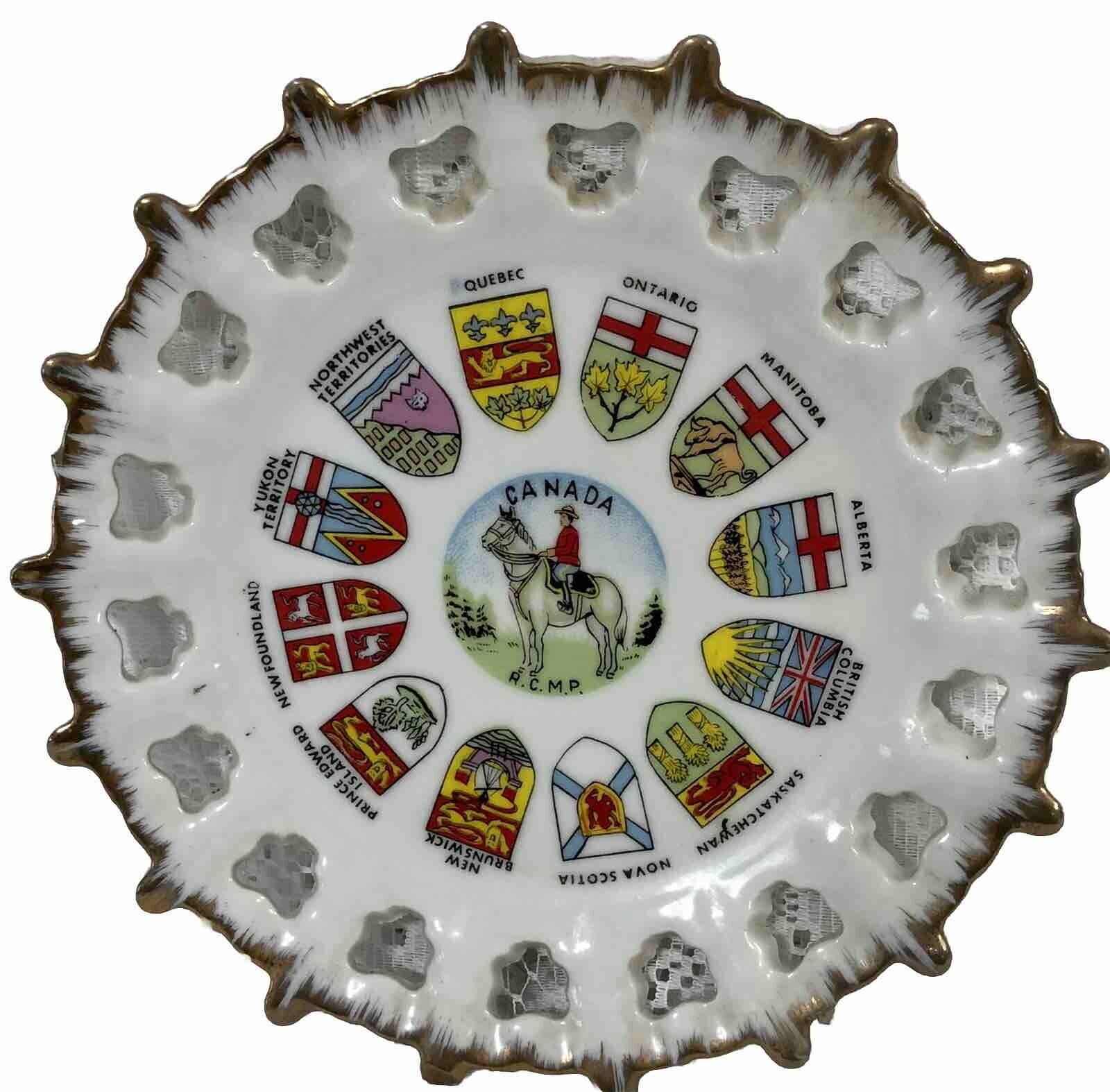 Vintage Souvenir Plate  CANADA R.C.M.P. Provinces
