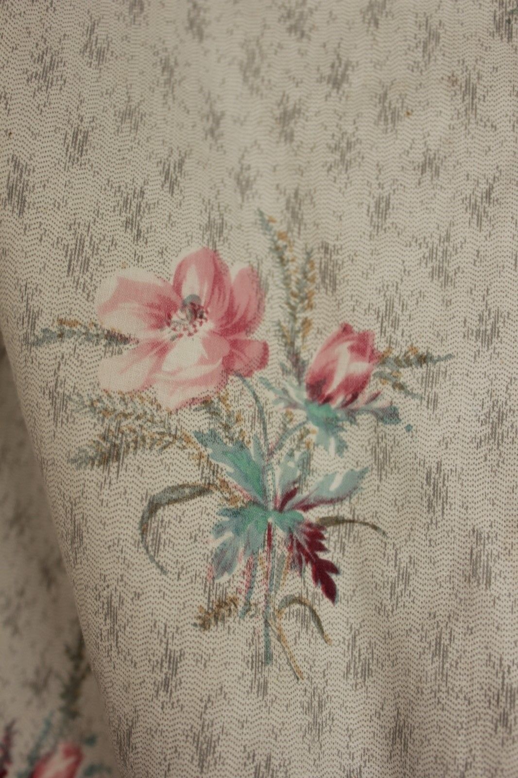 Antique curtain c 1860 French faded floral STUNNING fabric old drape material