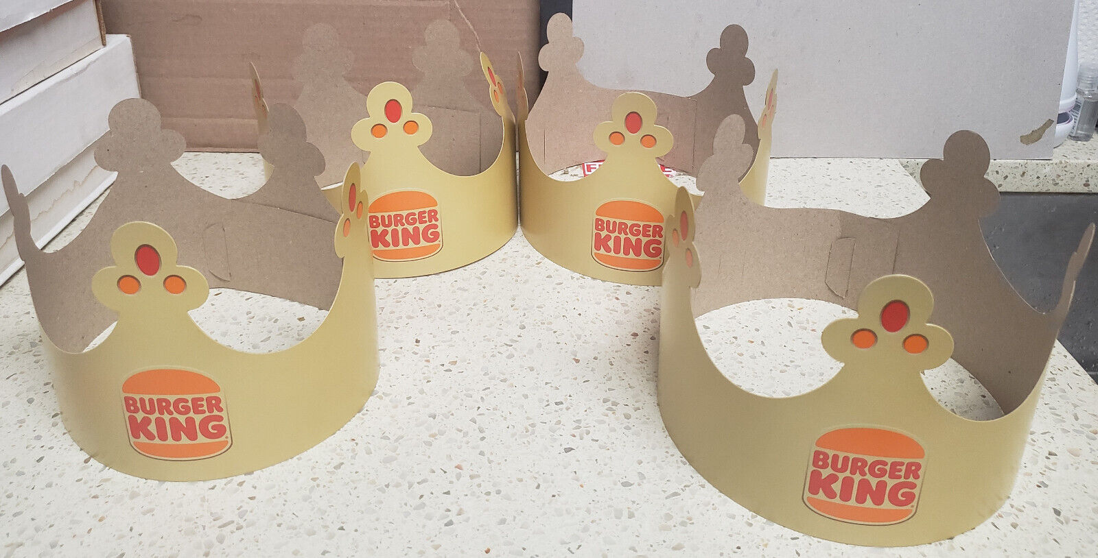 4 Burger King Crown Paper Hat BK 4 hat lot great for party - 