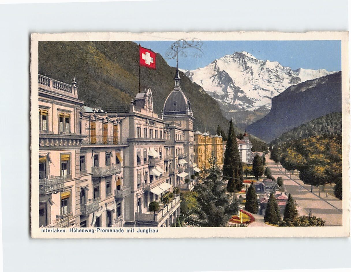 Postcard Interlaken Höhenweg Promenade with Jungfrau Switzerland Europe