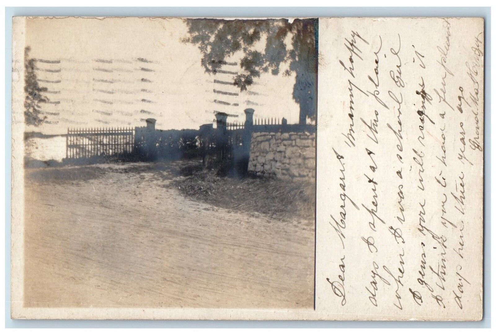 1906 Rock Wall Fence Scene Pottstown Pennsylvania PA RPPC Photo Posted Postcard
