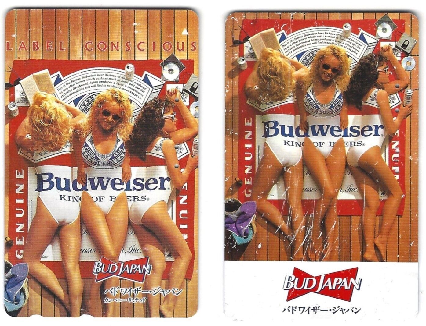 2x Early 1990s Japanese Telephone Cards - Budweiser - Bud Japan