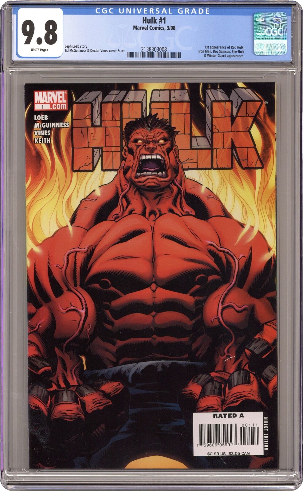 Hulk 1A.D McGuinness Variant 1st Printing CGC 9.8 2008 2138303008